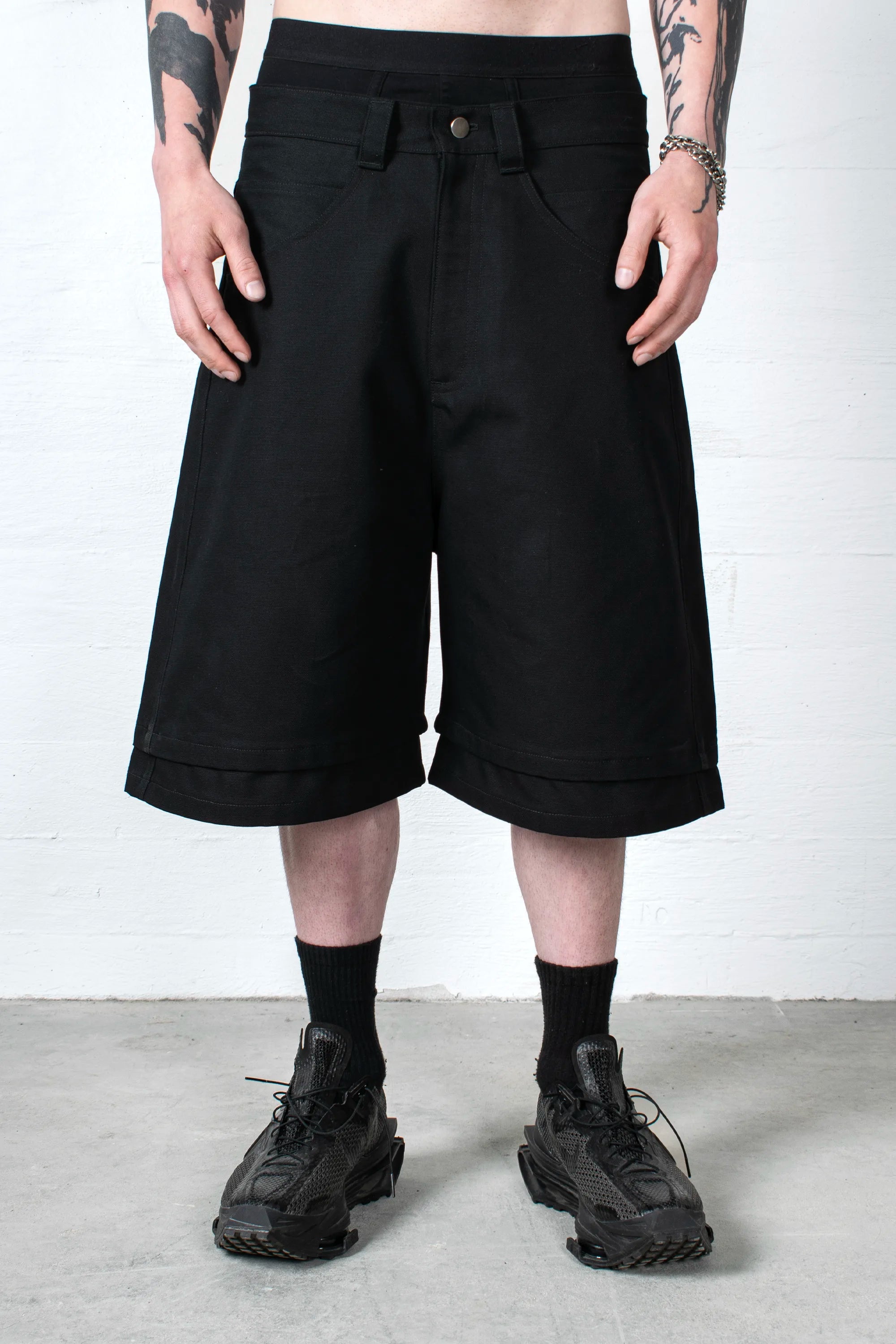 LAYERED CANVAS SHORTS