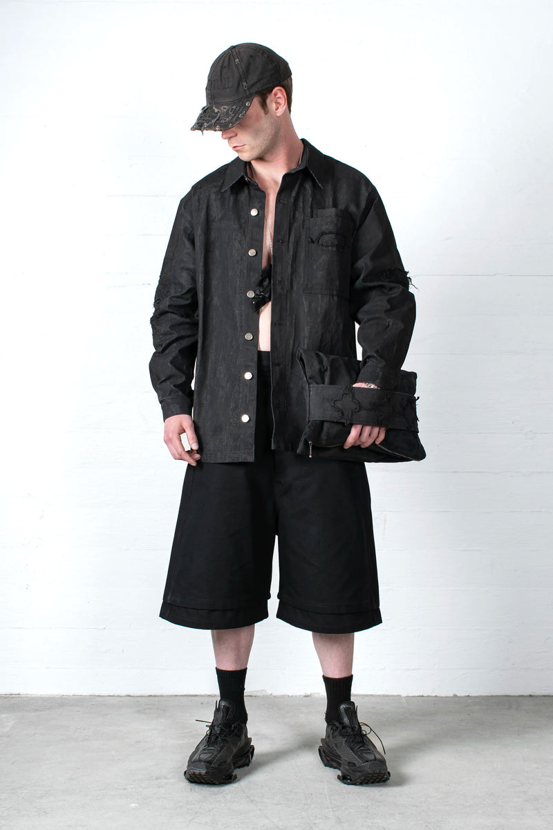 LAYERED CANVAS SHORTS
